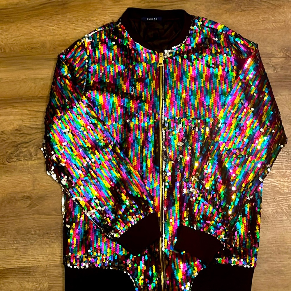 Sequin Zip Up Jacket